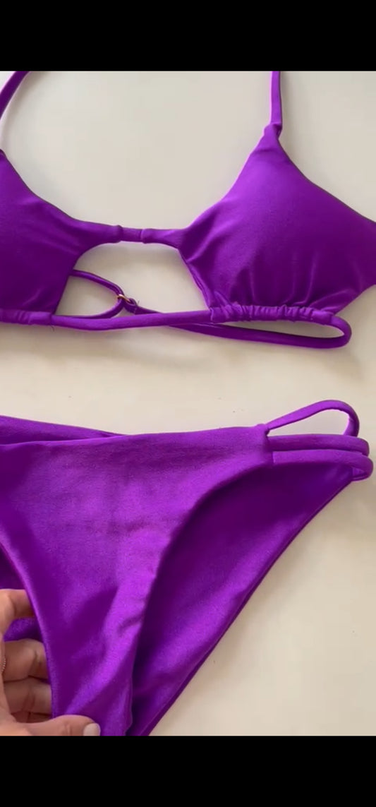 Party Cove Purple Bikini Top